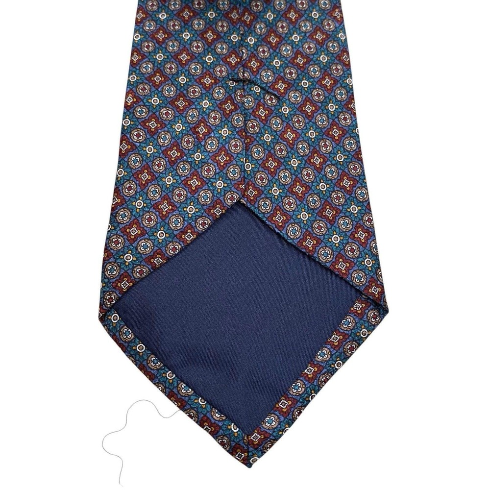 Vintage Coach Silk Tie Necktie Burgundy Gray Medallion Geometric Classic - Picture 4 of 6